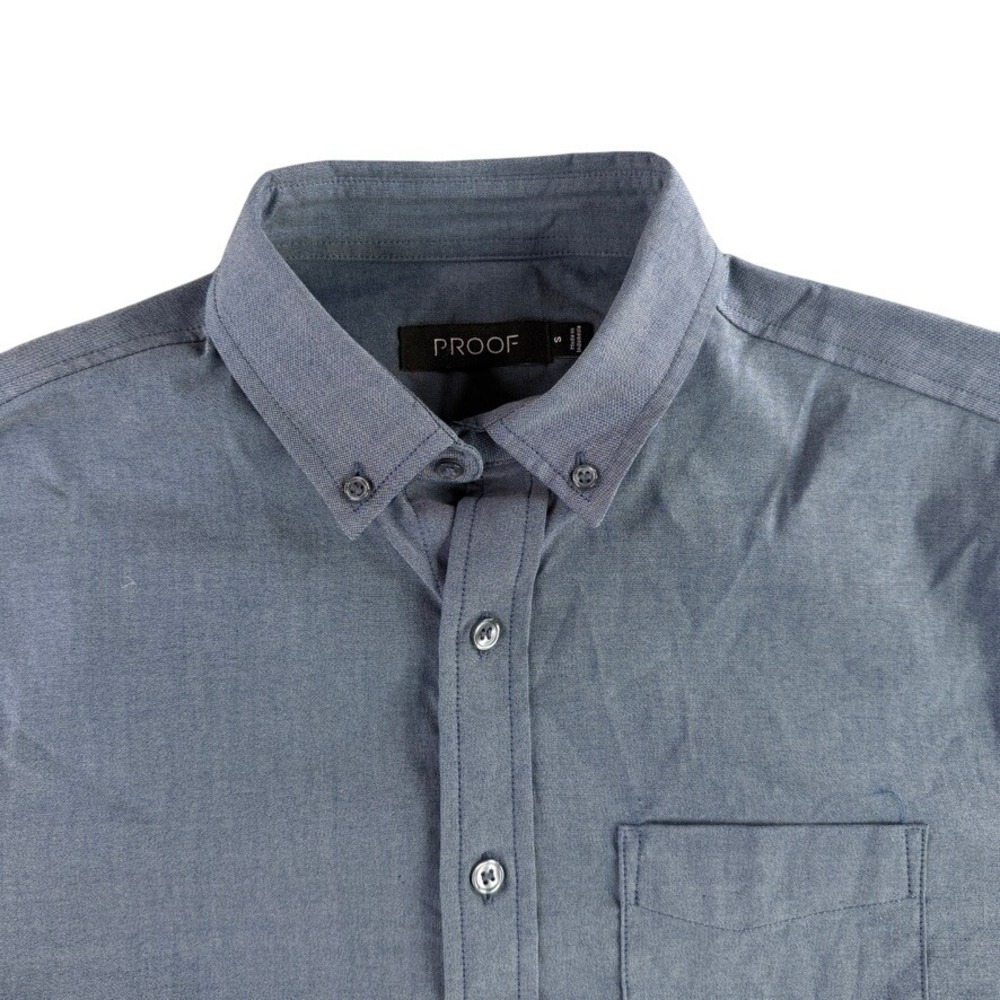 Proof Button Down Shirt Mens Small‎ Blue Long Sleeve Stretch Huckberry Casual